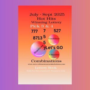 Hot Hits Winning Lottery Book  July-Sept 2025